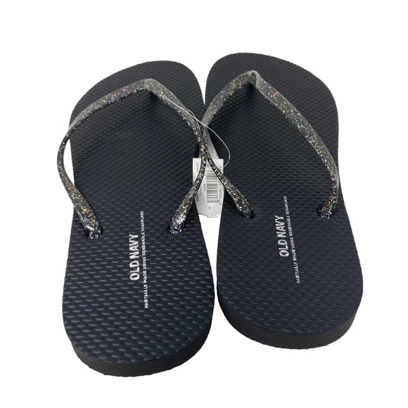 Old Navy Flip Flop Black Glitter Summer Sandals for Women 737433-10-1 - Picture 4 of 7